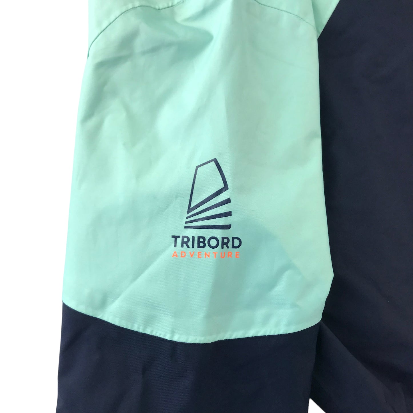 Tribord Light Jacket Age 11-12 Light Blue and Navy Panelled Waterproof