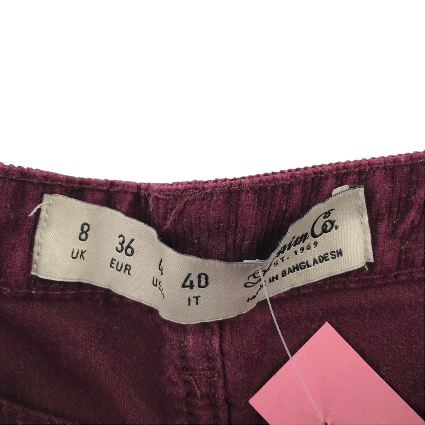 Denim Co UK 8 burgundy red corduroy skirt cotton