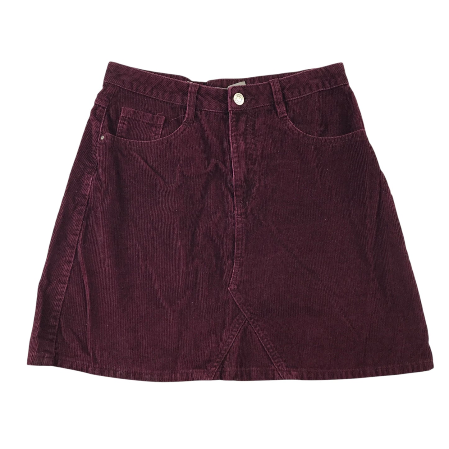 Denim Co UK 8 burgundy red corduroy skirt cotton