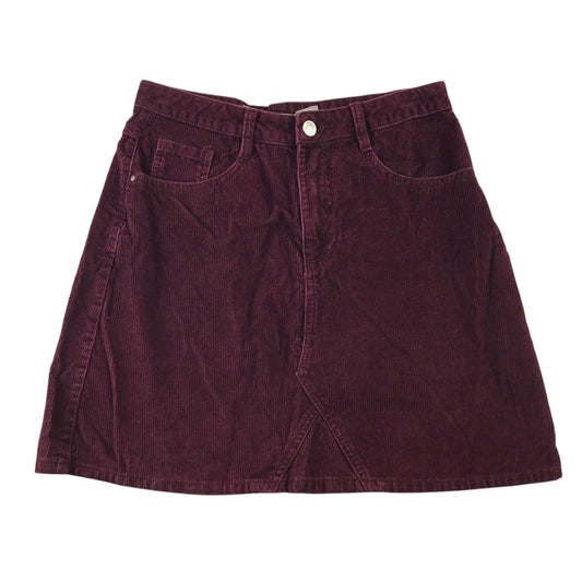 Denim Co UK 8 burgundy red corduroy skirt cotton