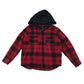 Denim & Flower 7 years red check flannel hooded shirt cotton