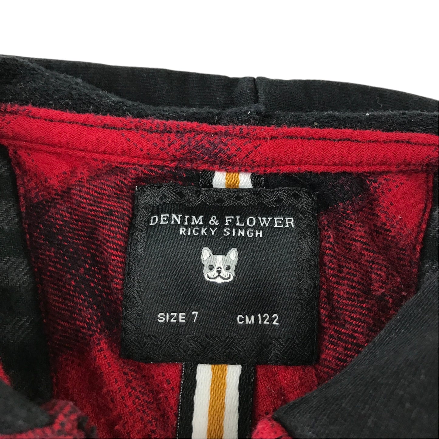 Denim & Flower 7 years red check flannel hooded shirt cotton