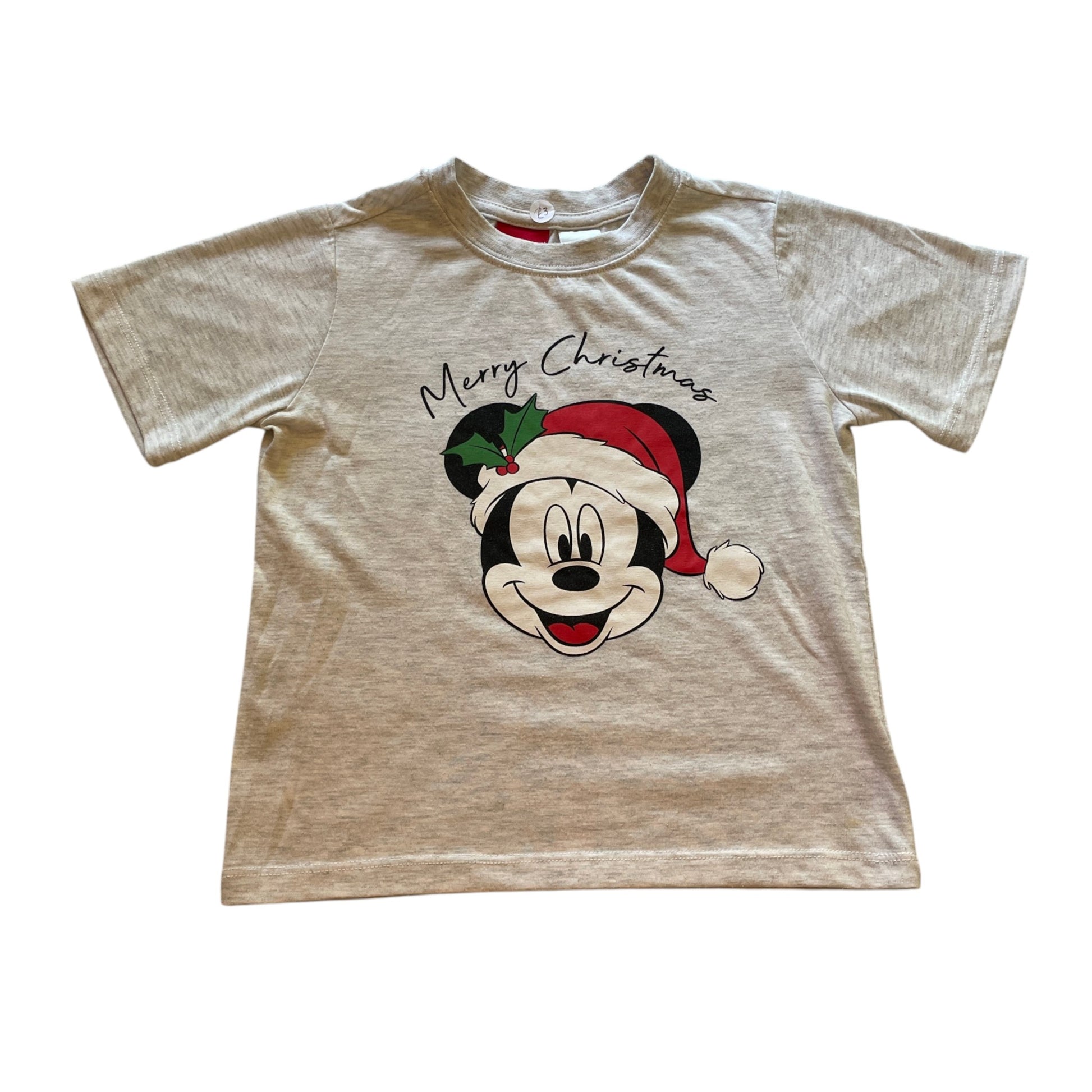 Disney 4-5 years grey Mickey Mouse Christmas t-shirt polyester cotton
