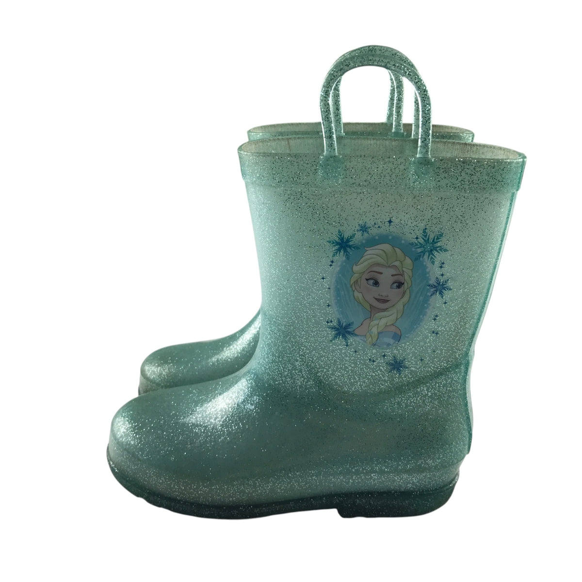Disney size UK 12 junior turquoise wellies Elsa Frozen