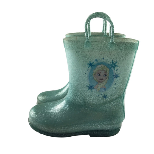 Disney size UK 12 junior turquoise wellies Elsa Frozen