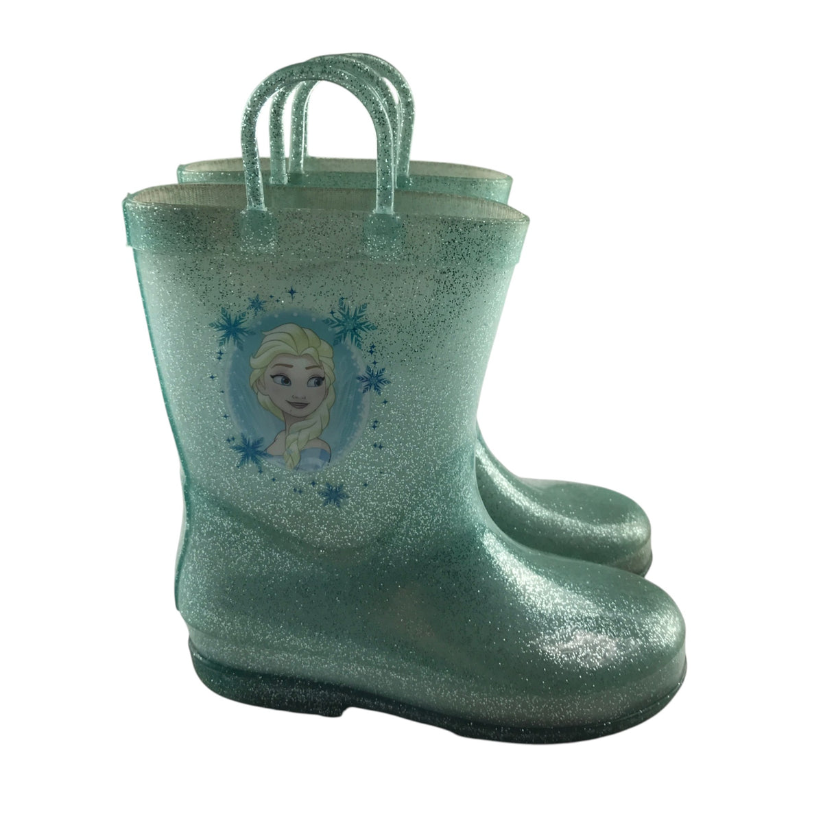 Disney size UK 12 junior turquoise wellies Elsa Frozen