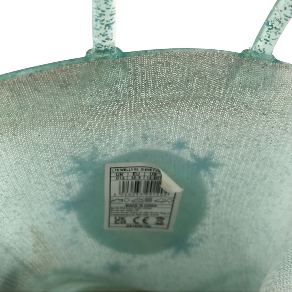 Disney size UK 12 junior turquoise wellies Elsa Frozen
