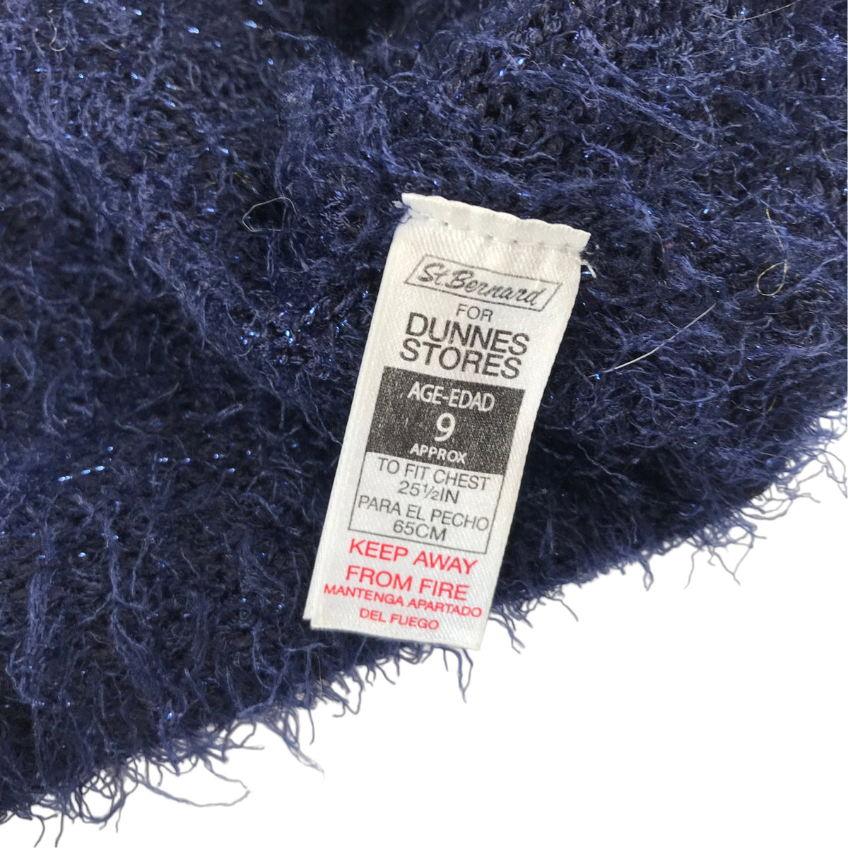 Dunnes Stores 8-9 years navy blue fluffy cropped cardigan polyester acrylic