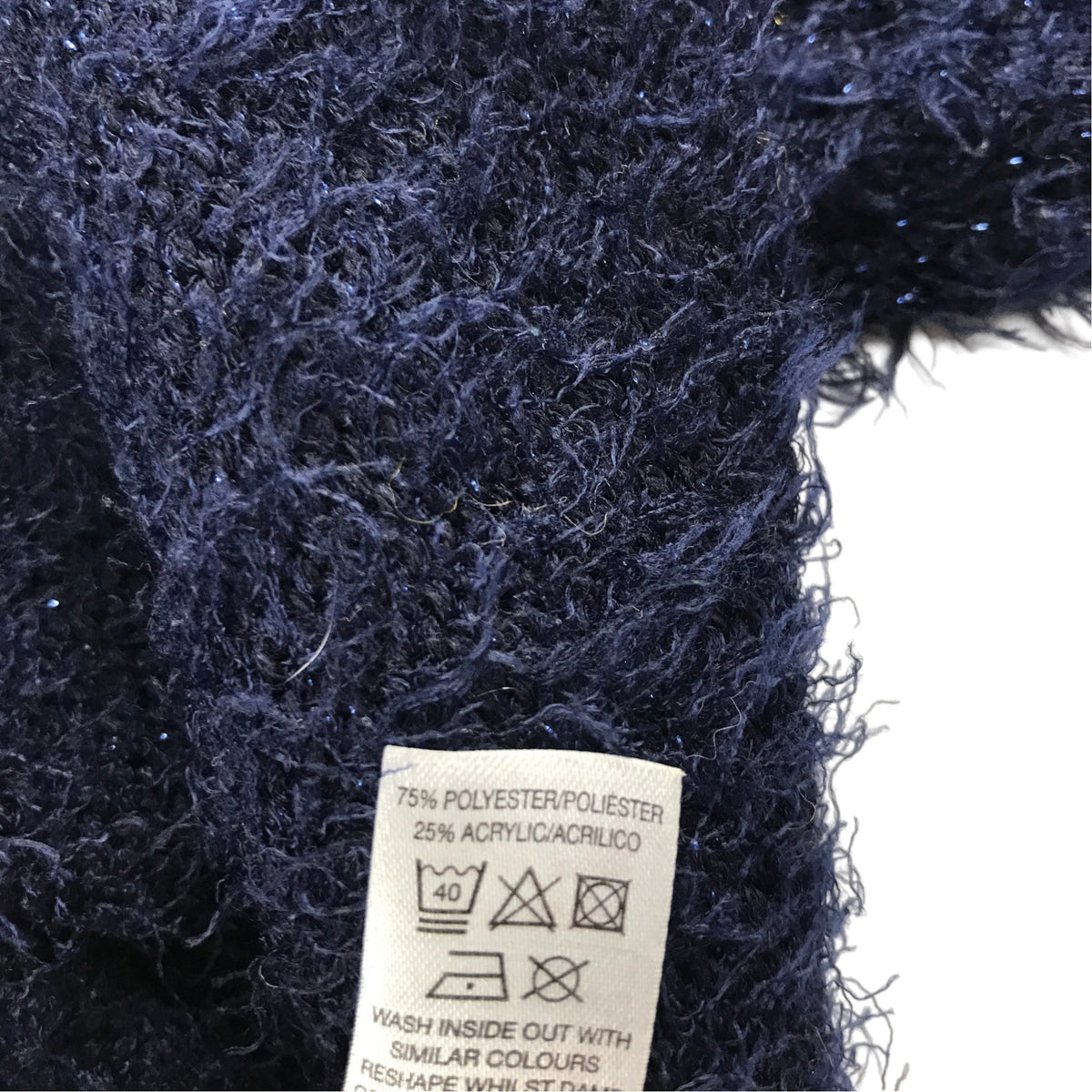 Dunnes Stores 8-9 years navy blue fluffy cropped cardigan polyester acrylic