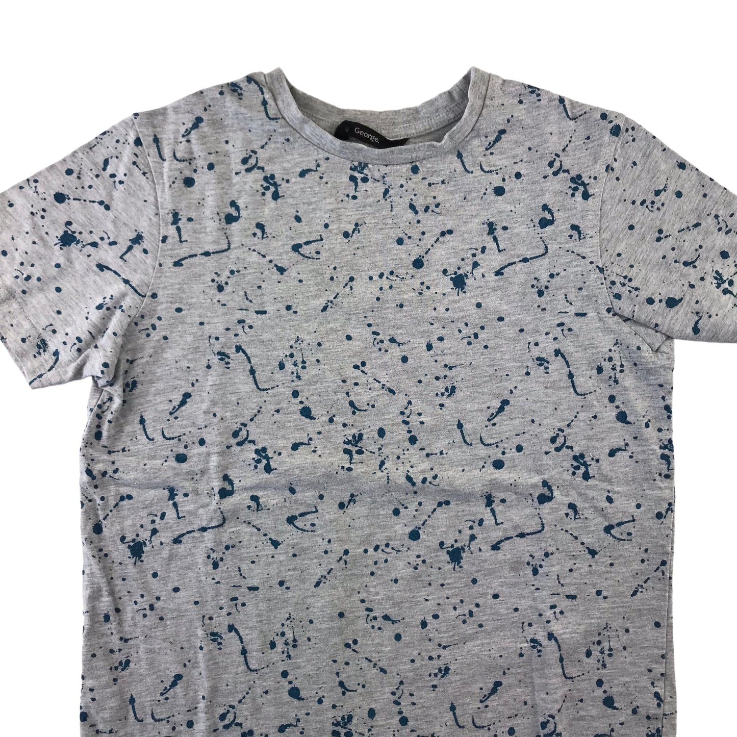 George T-Shirt 9-10 Years Grey with Navy Paint Print