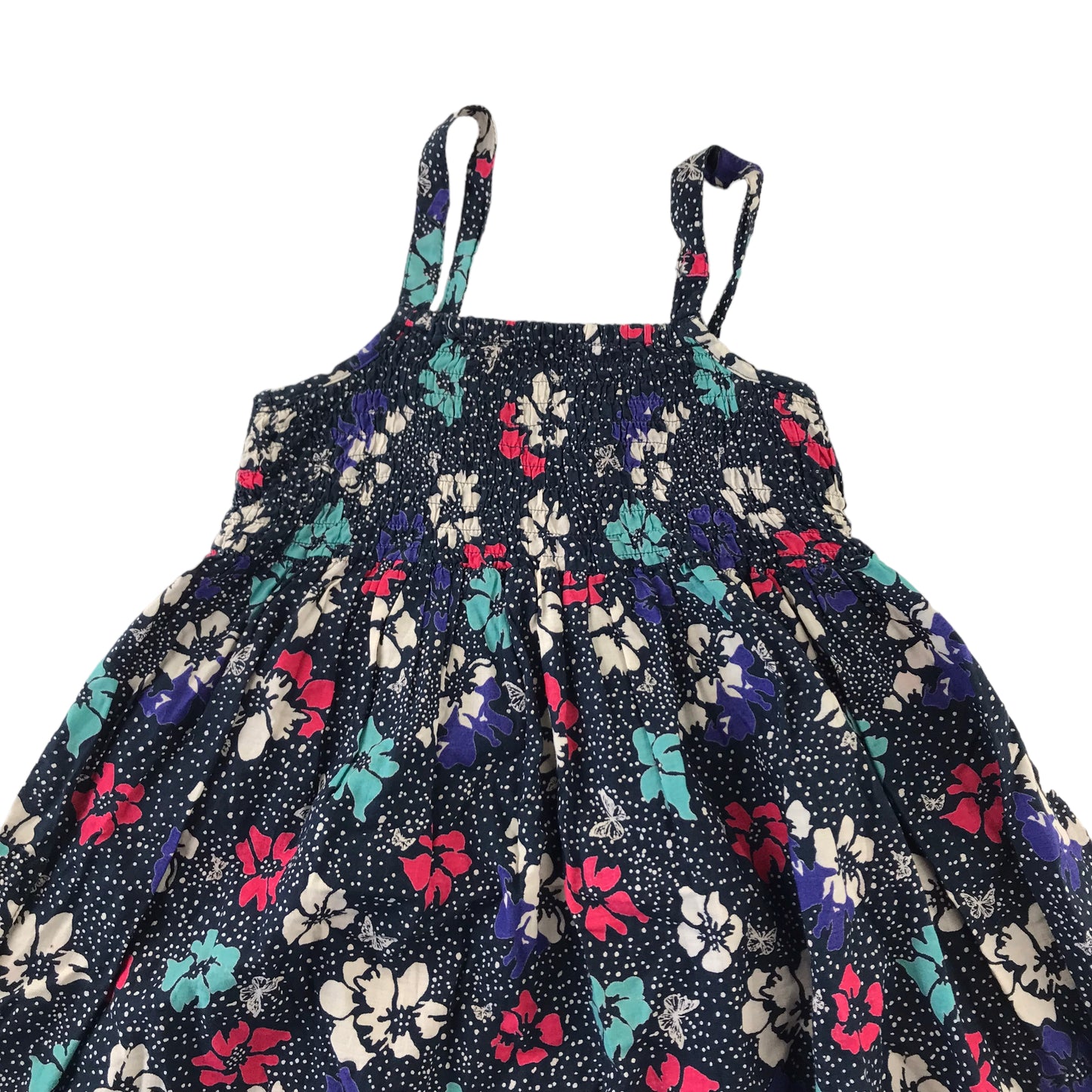 Matalan Dress Age 4 Navy Blue Floral Print Pattern Cotton