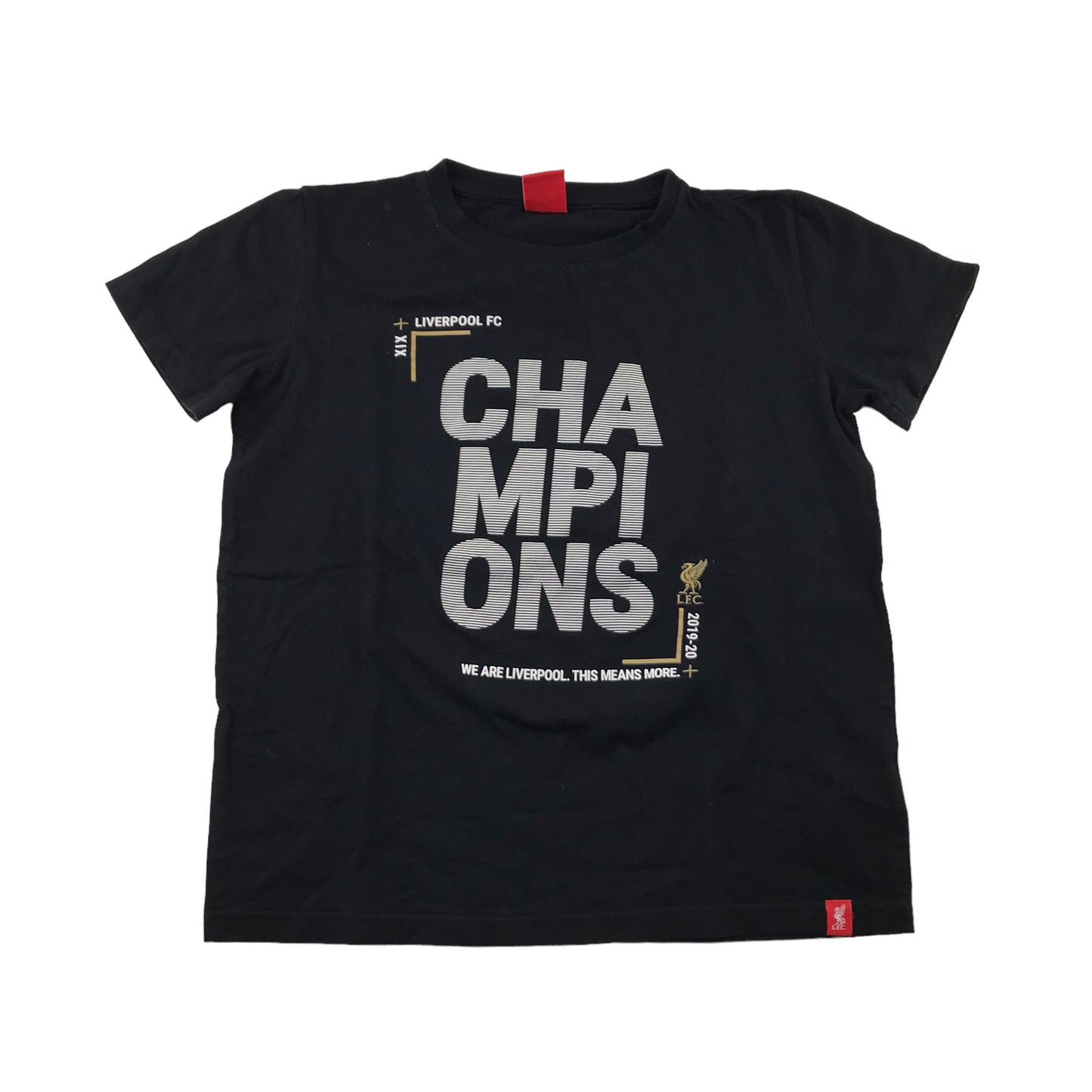 Liverpool FC T-Shirt 11-12 Years Black 2019-2020 Champions Cotton