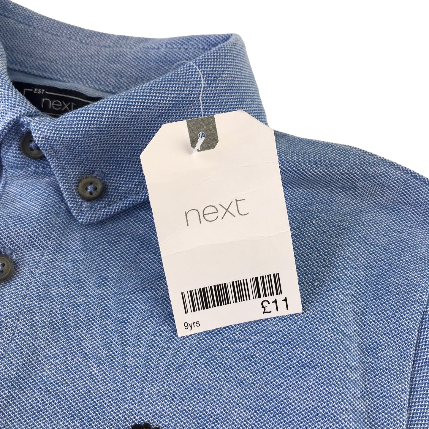 Next Polo Shirt 8-9 Years Blue Plain Collared