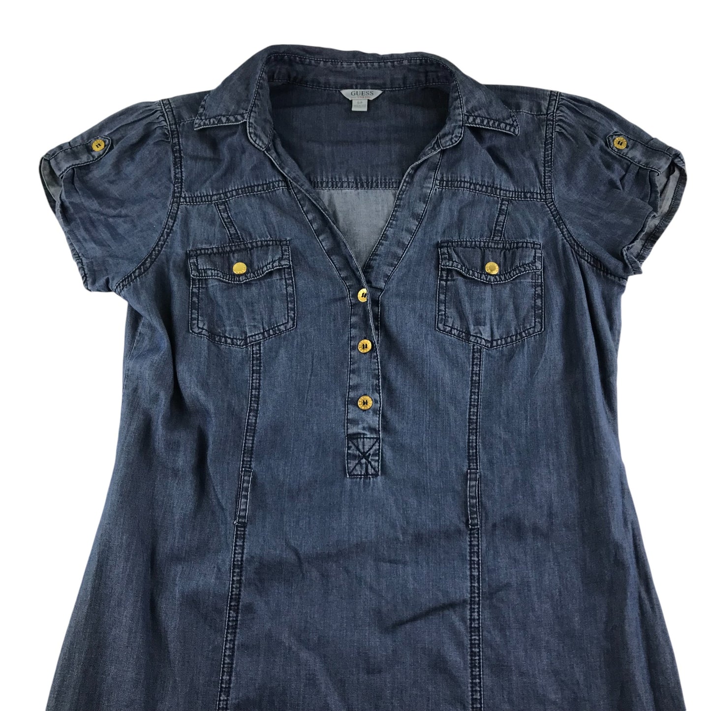 Guess dress women's S blue denim style