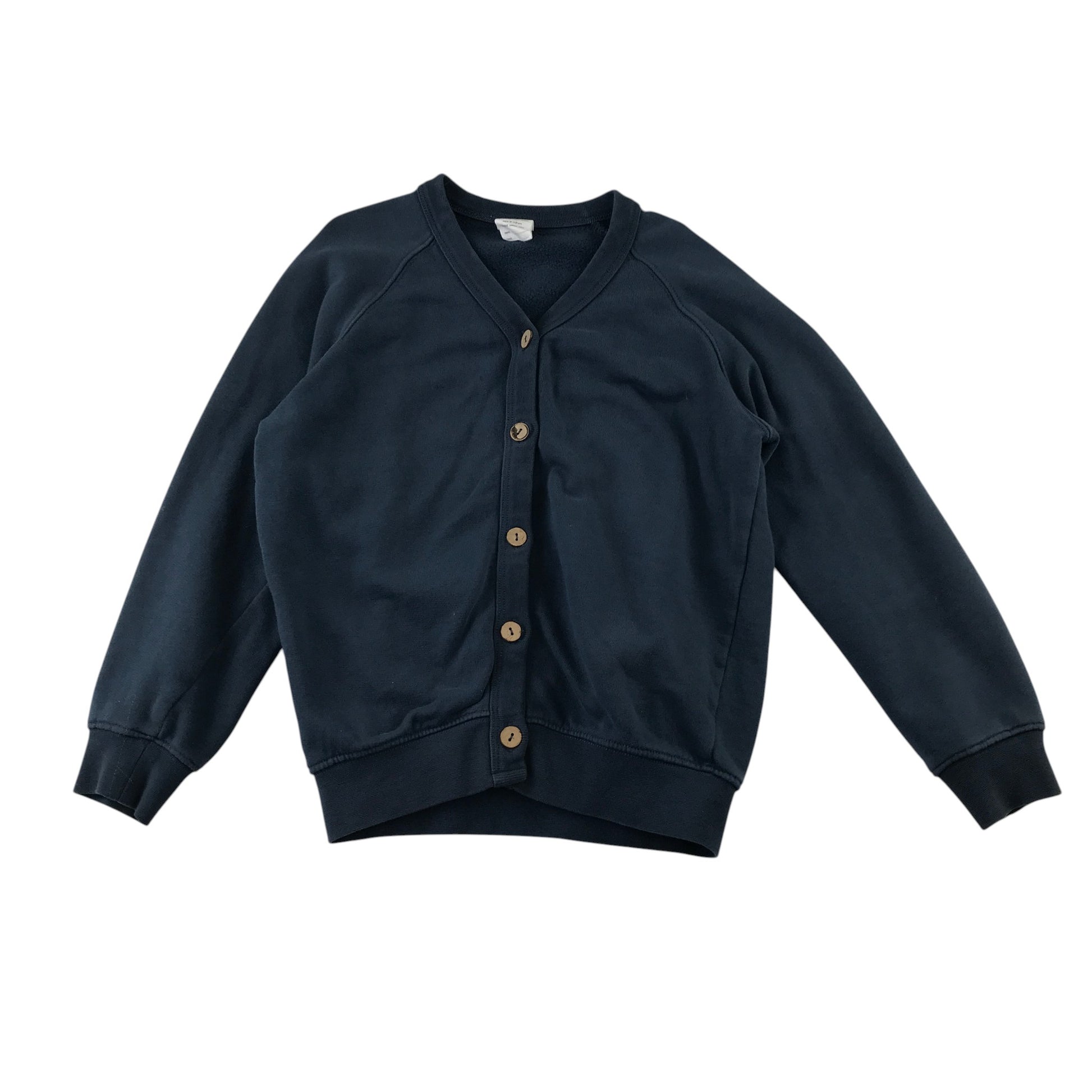 Eco outfitters 9-10 years navy blue jersey cardigan organic cotton