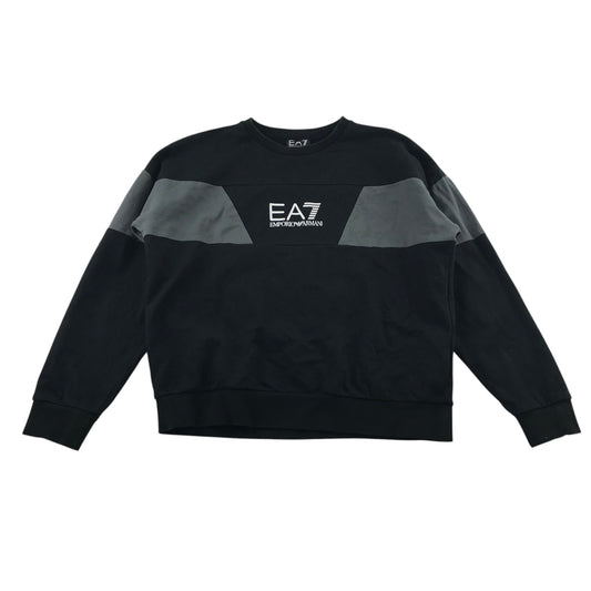 Emporio Armani 11-12 years black sweater grey panel design cotton