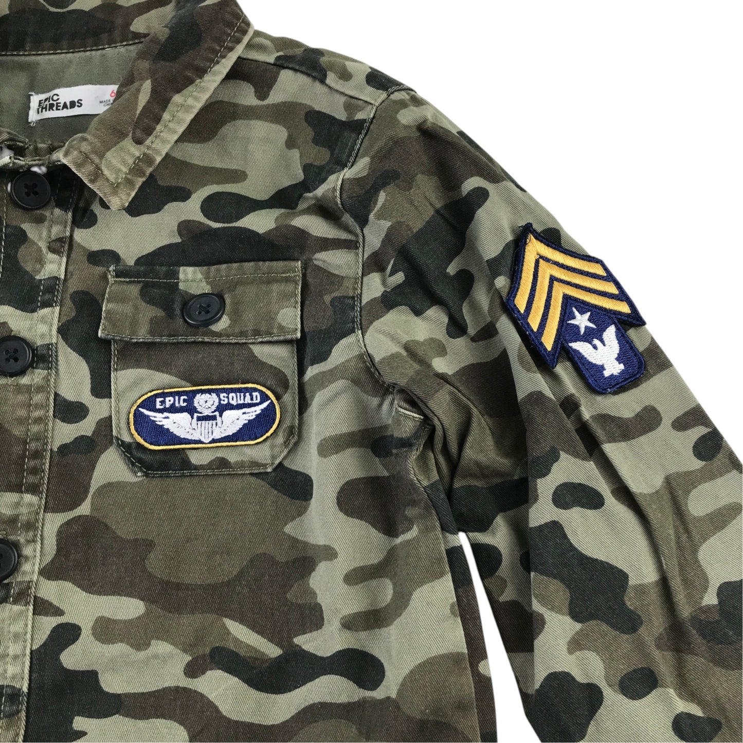 Epic Threads 6 years green camo shirt cotton
