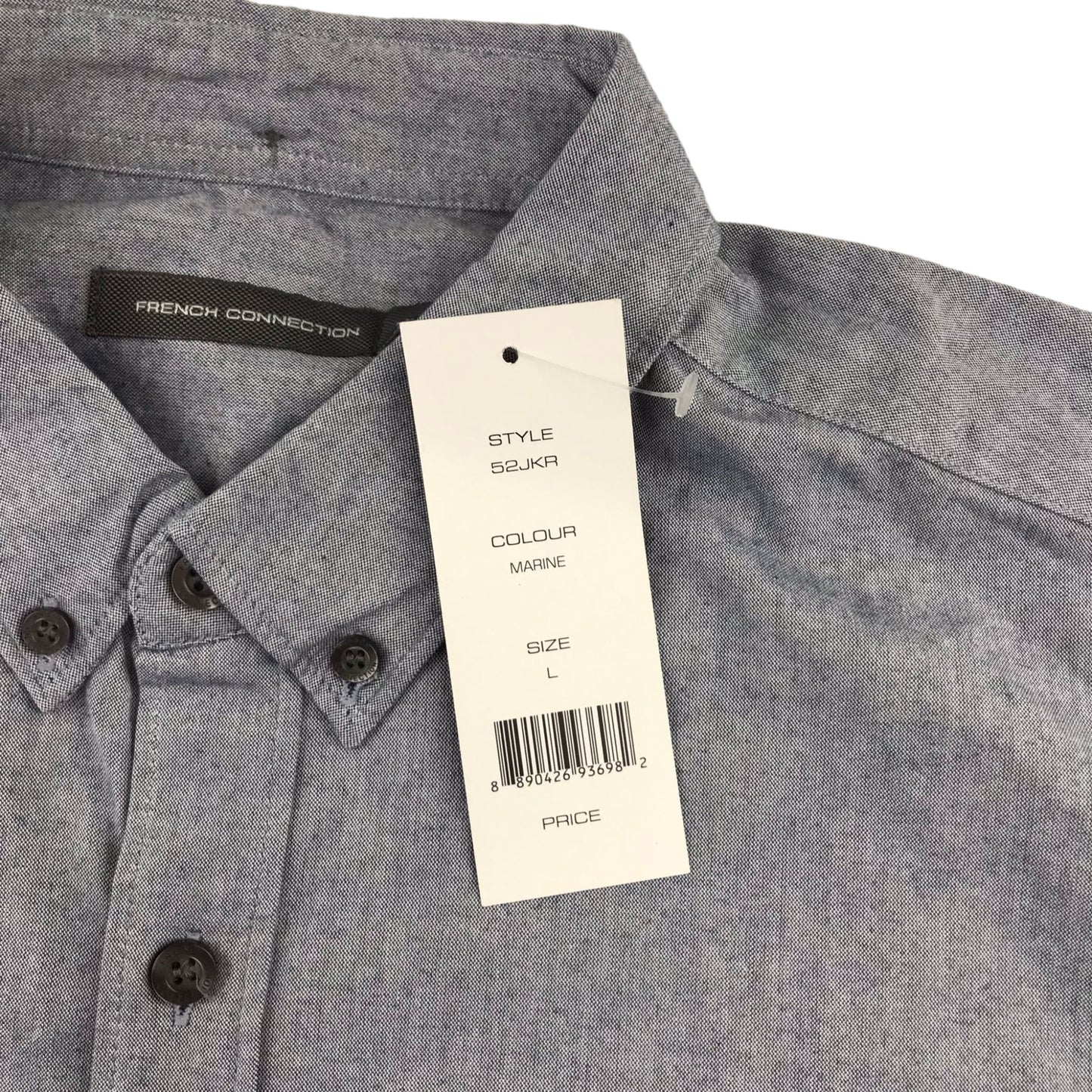 French Connection shirt mens size L light navy smart casual button up cotton