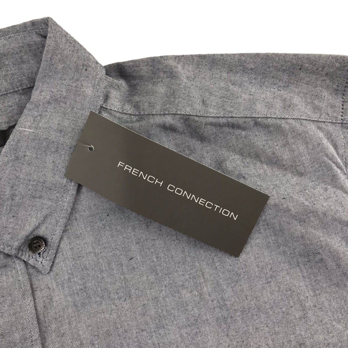 French Connection shirt mens size L light navy smart casual button up cotton