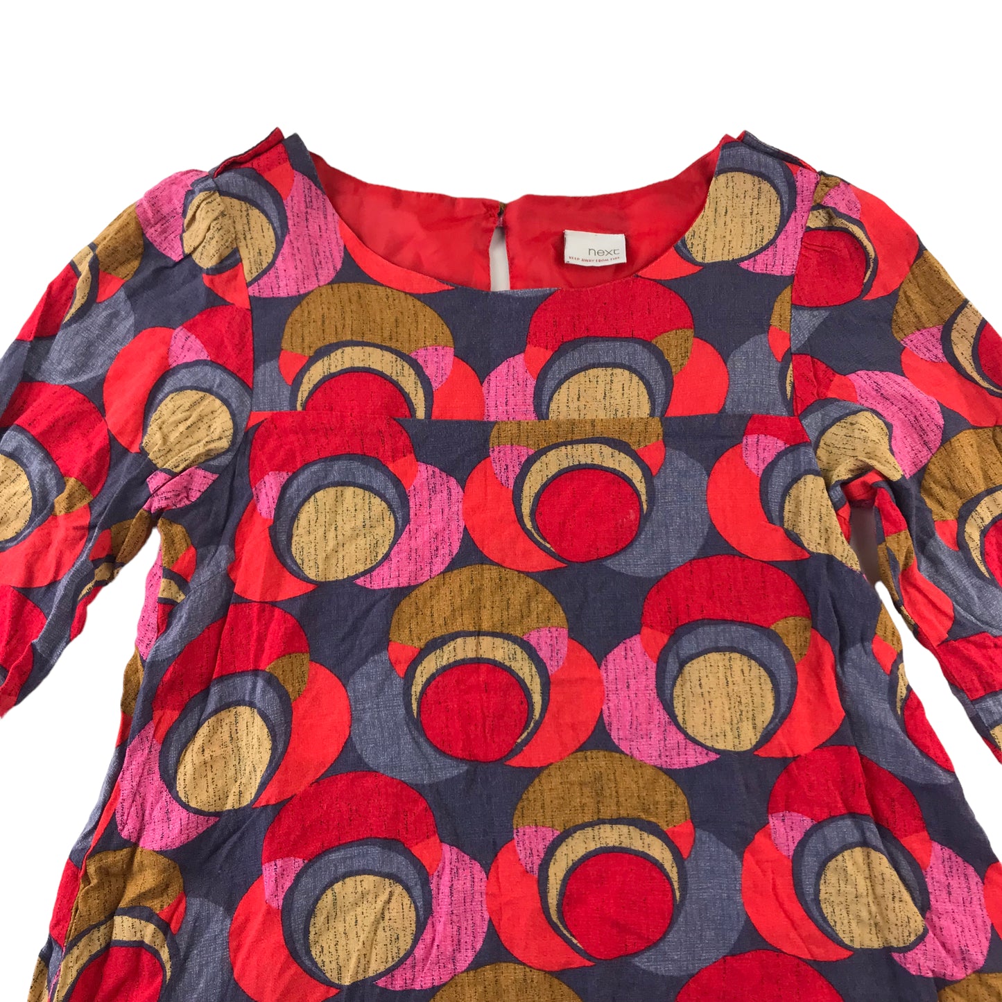 Next Dress Age 11-12 Red Pink Tone Graphic Print Pattern