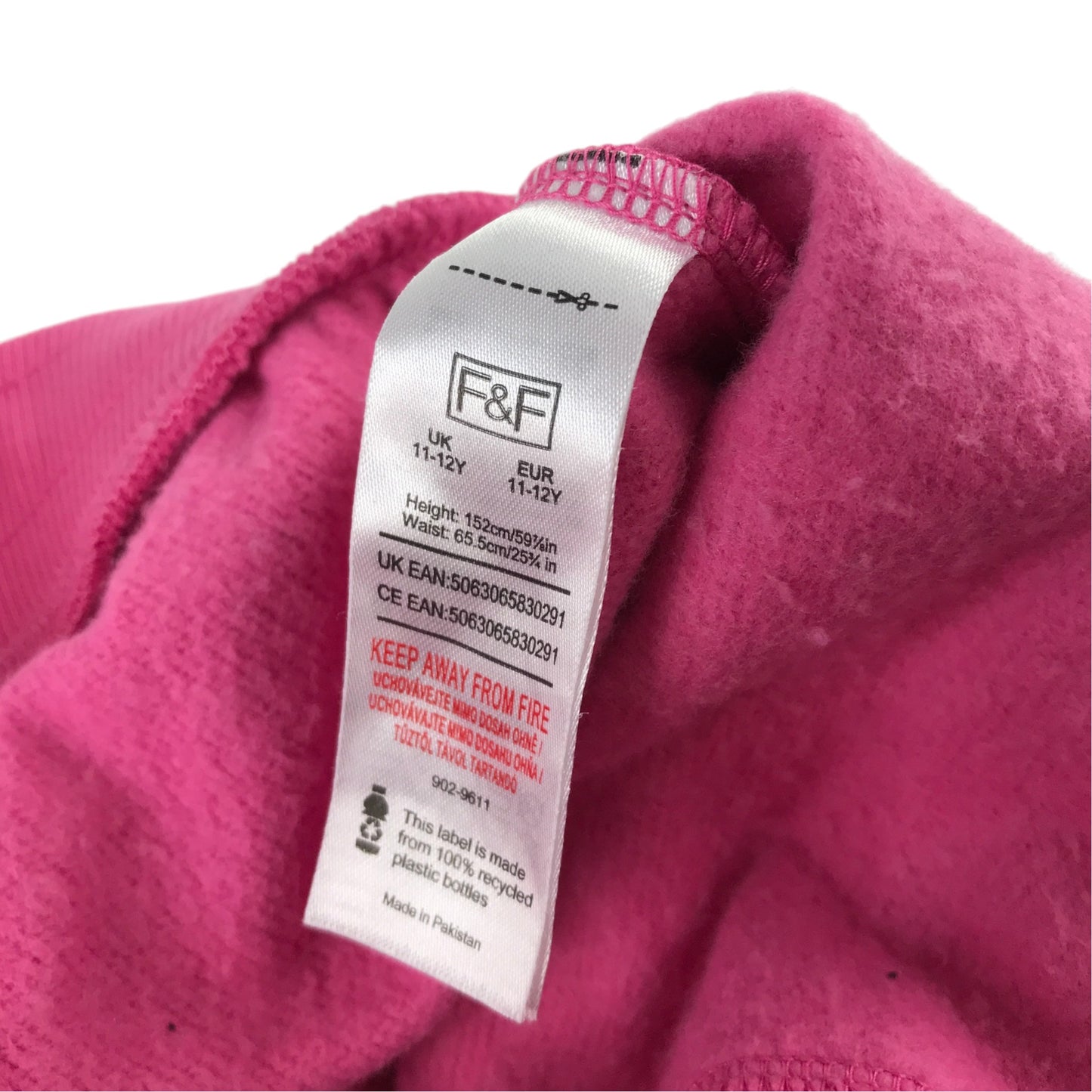 F&F 11-12 years pink joggers cotton polyester