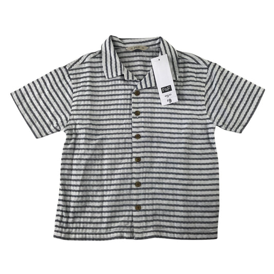 F&F 5-6 years white blue striped shirt cotton elastane