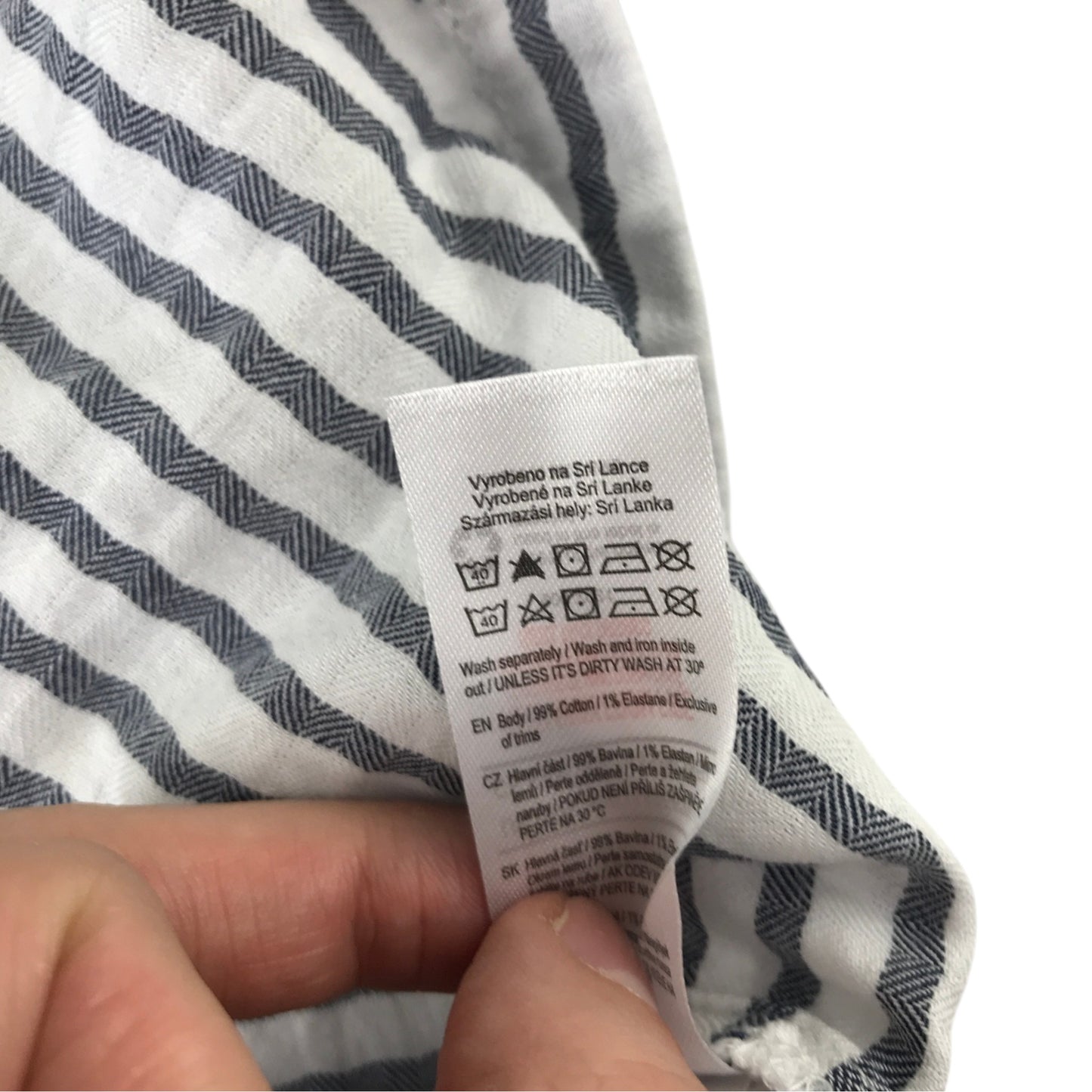 F&F 5-6 years white blue striped shirt cotton elastane