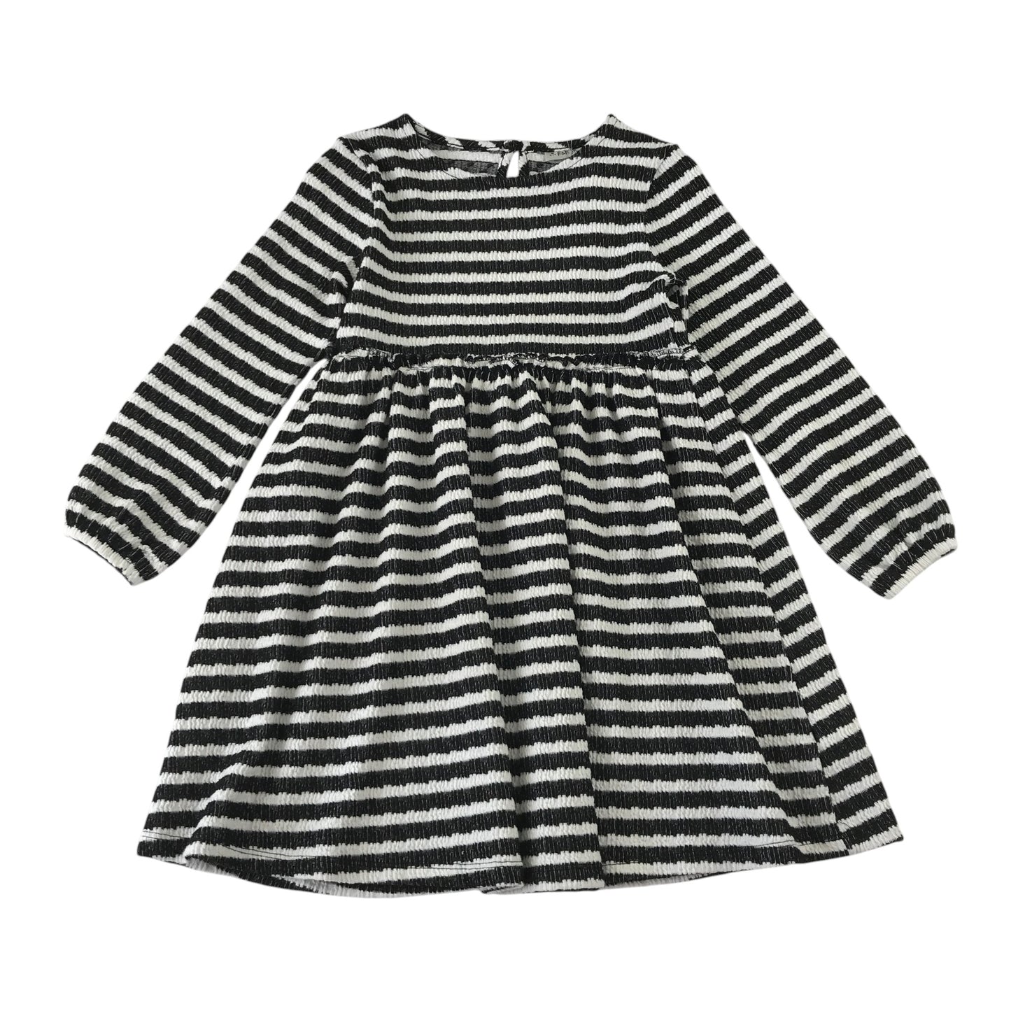 F&F 6-7 years black and white stripy dress polyester cotton elastane