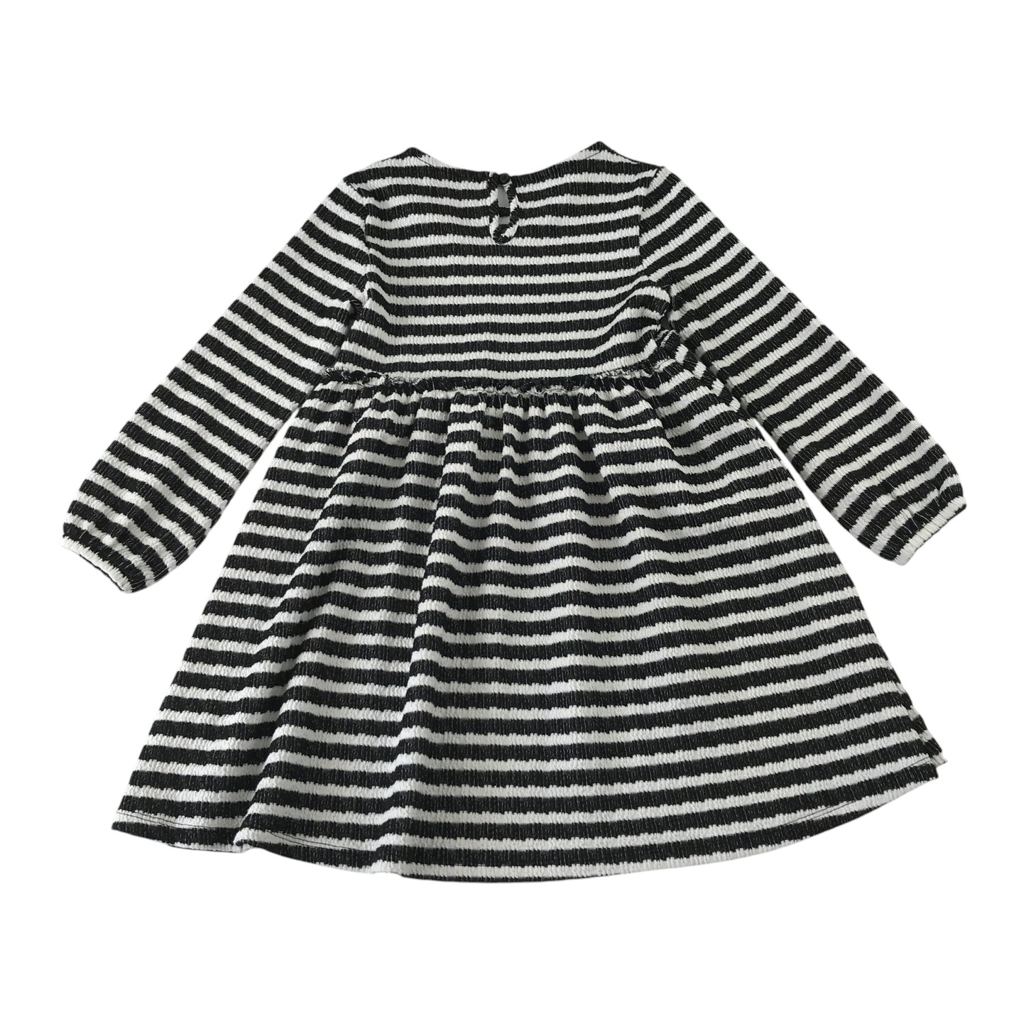 F&F 6-7 years black and white stripy dress polyester cotton elastane