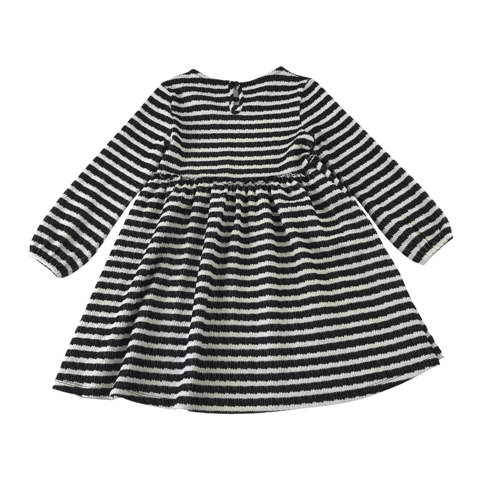 F&F 6-7 years black and white stripy dress polyester cotton elastane