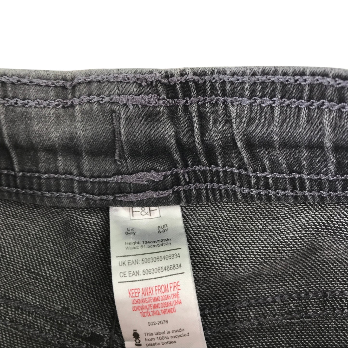 F&F 8-9 years dark grey jeans cotton polyester