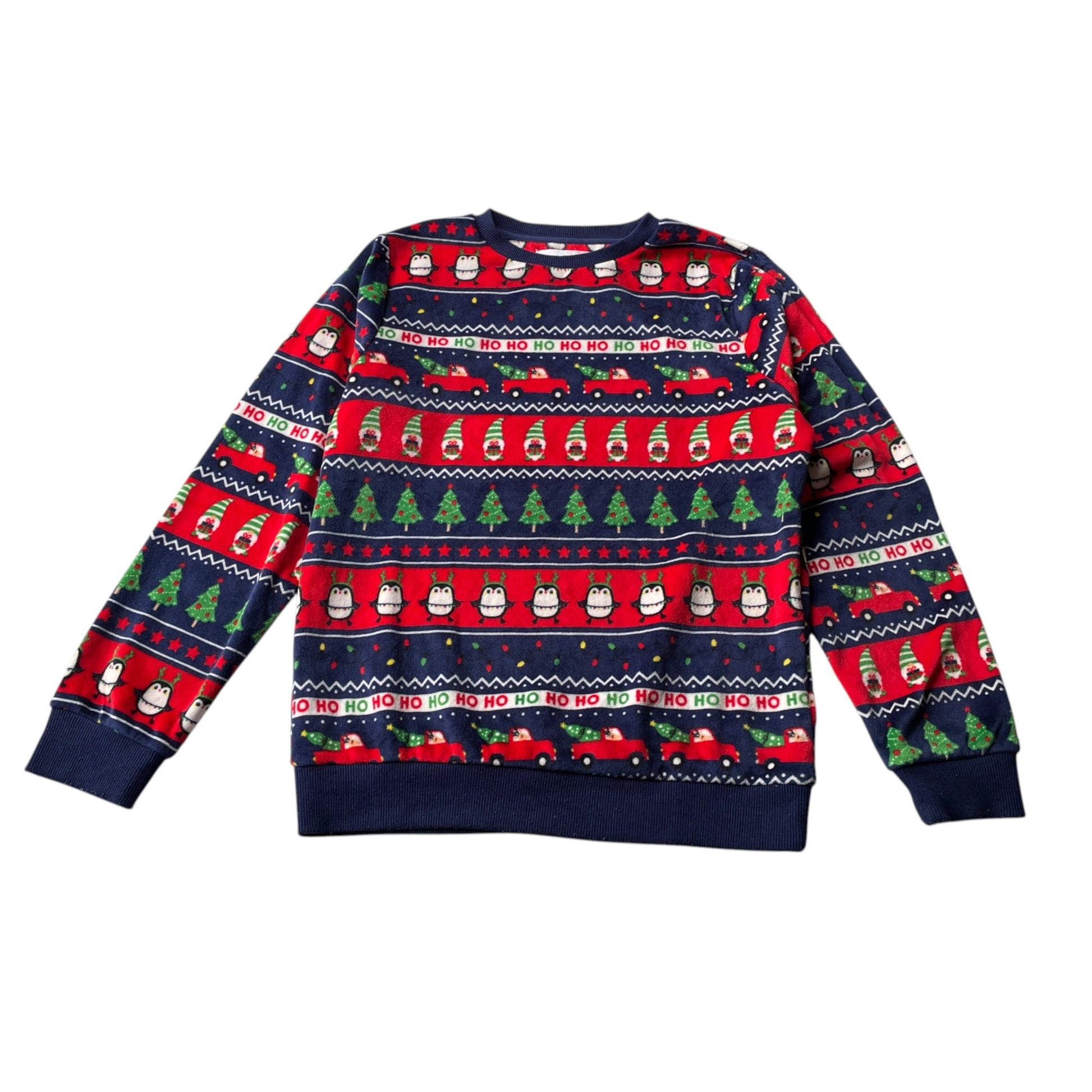 F&F 10-11 years navy blue Christmas pyjama set polyester elastane