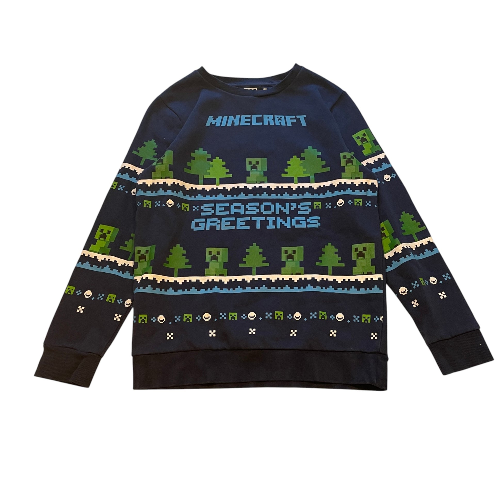 F&F 11-12 years navy Minecraft Christmas sweater cotton polyester