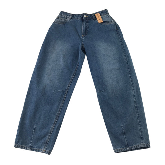 F&F 12-13 years blue barrel leg cotton denim jeans