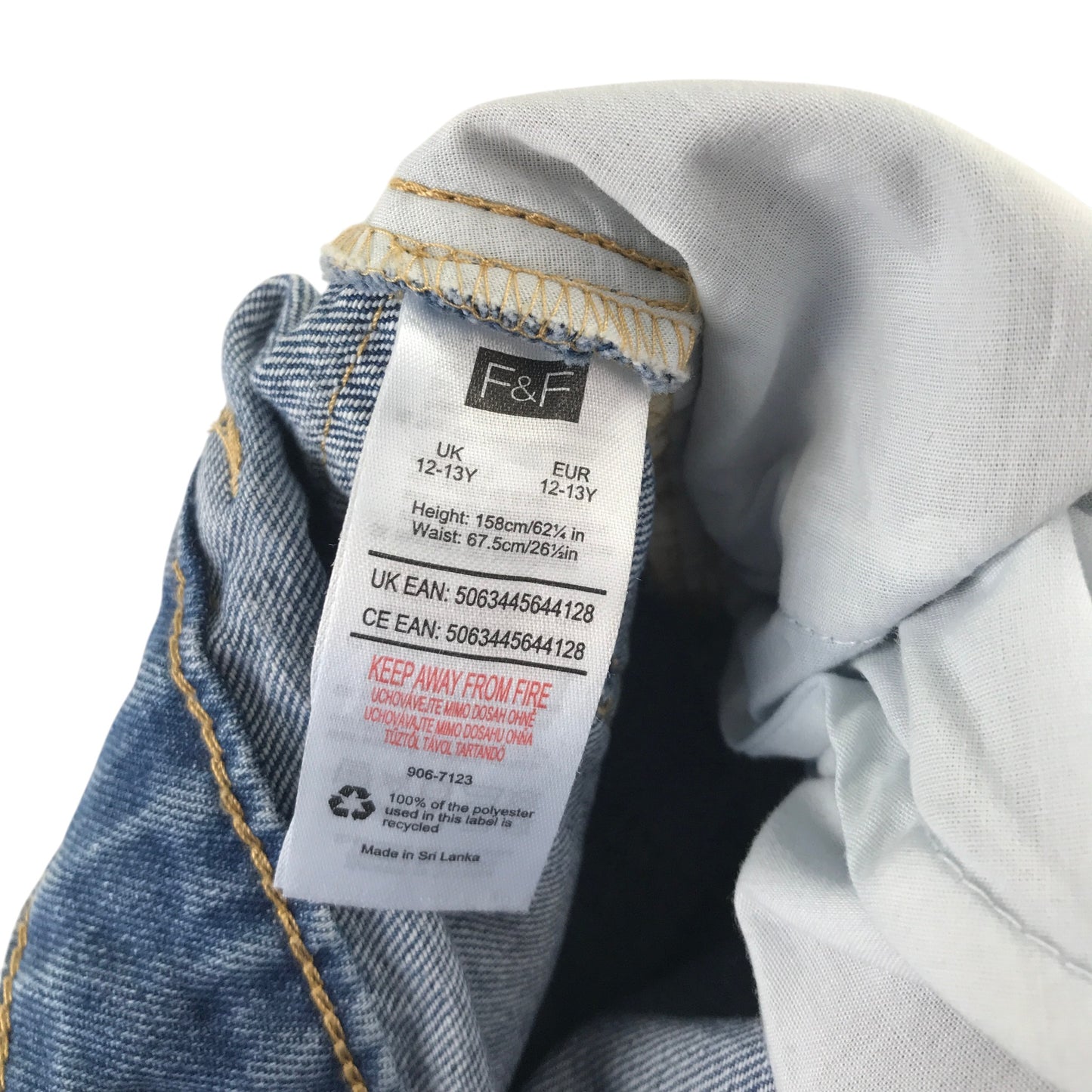 F&F 12-13 years blue barrel leg cotton denim jeans