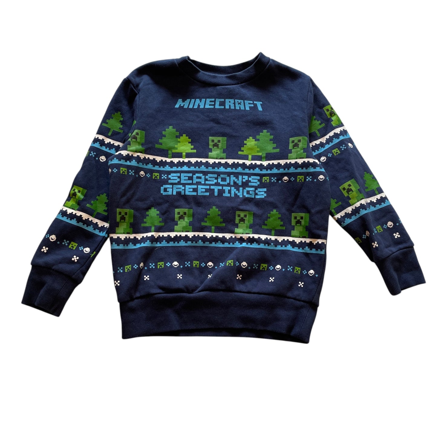 F&F 4-5 years navy blue Minecraft Christmas sweater cotton polyester