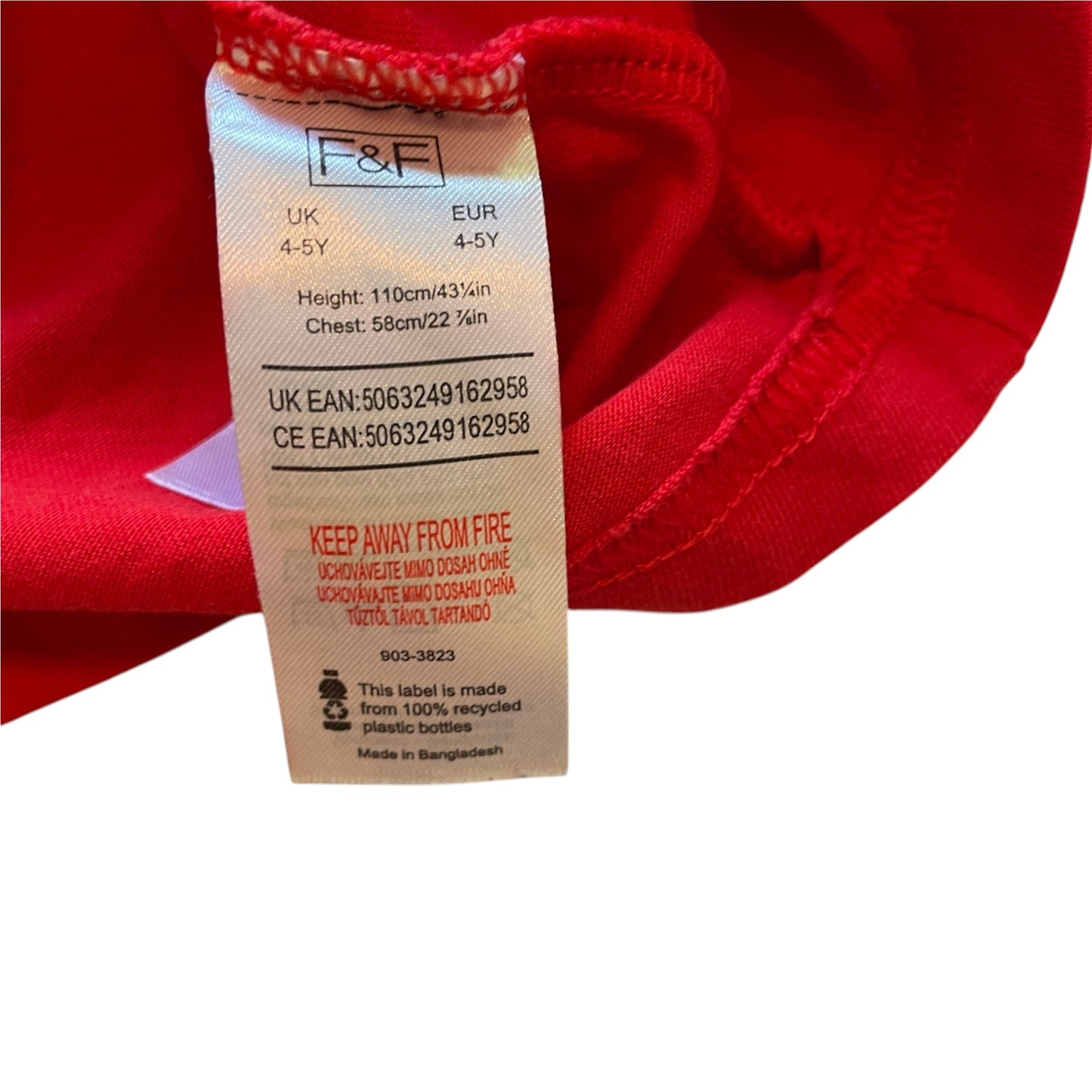 F&F 4-5 years red Christmas cotton t-shirt