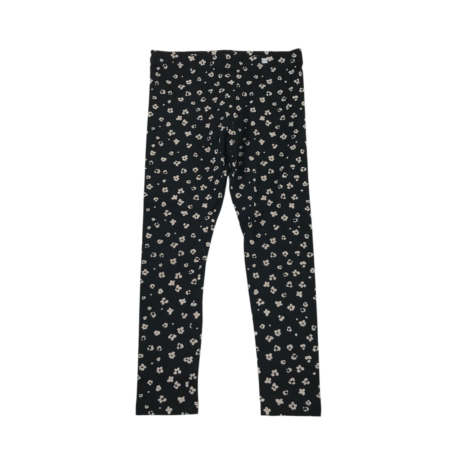 F&F 5-6 years black floral leggings cotton elastane