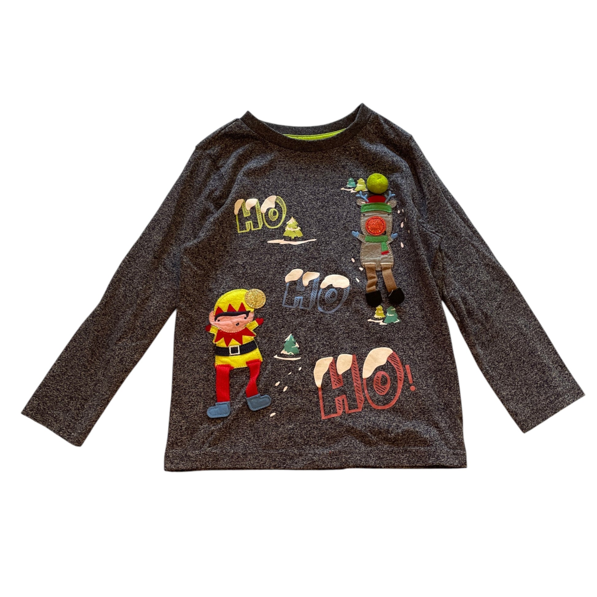 F&F 5-6 years grey interactive Christmas t-shirt cotton polyester
