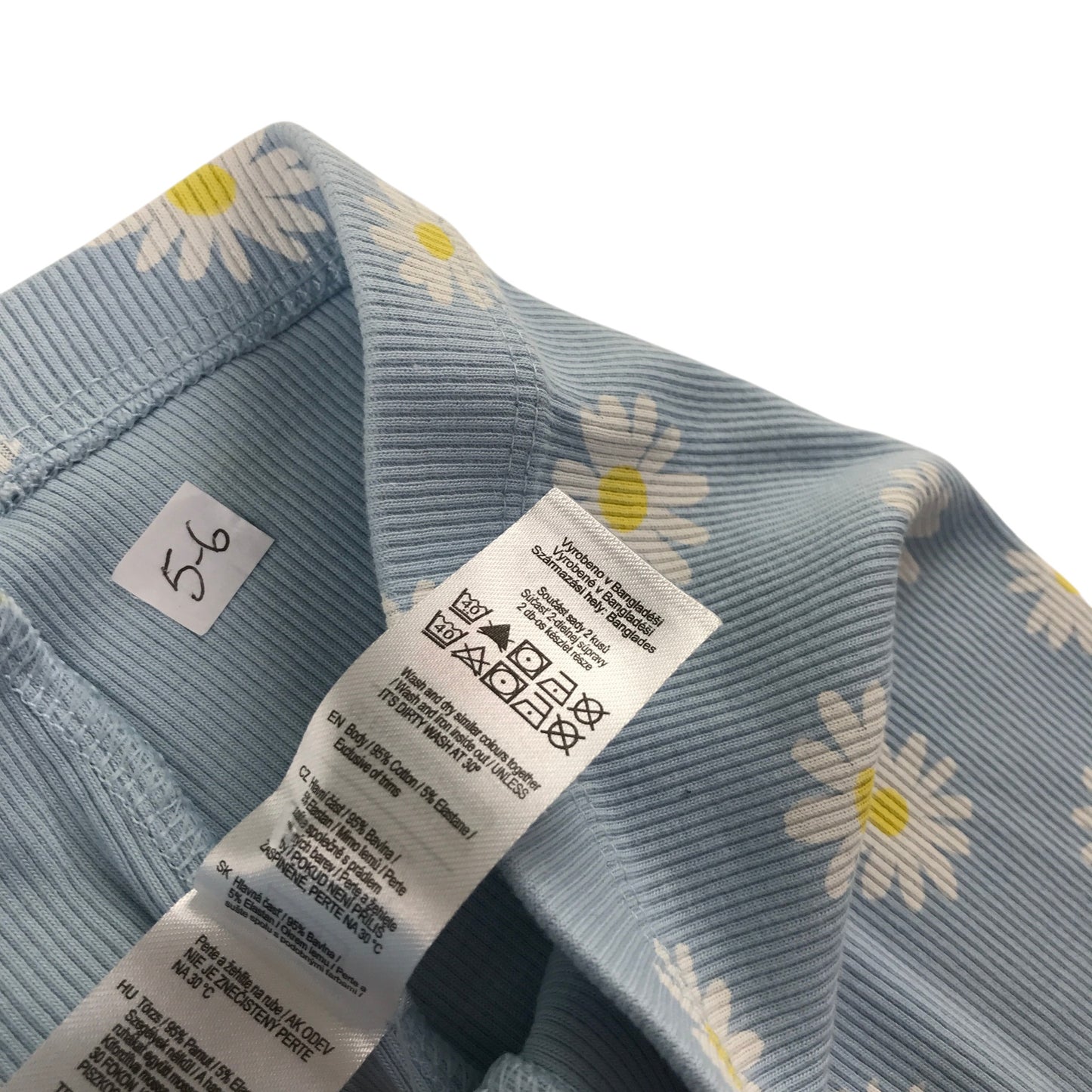 F&F 5-6 years light blue daisies leggings cotton elastane