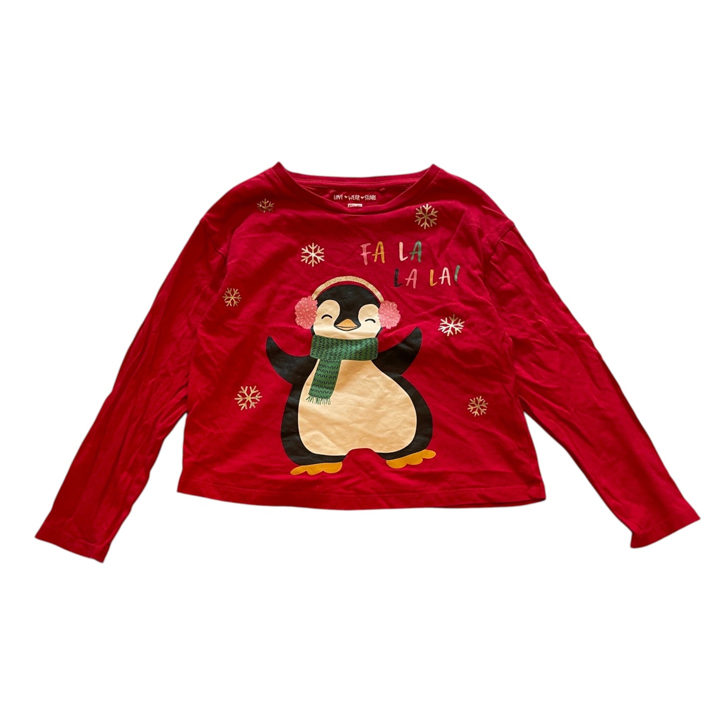 F&F 5-6 years red Christmas penguin cotton t-shirt