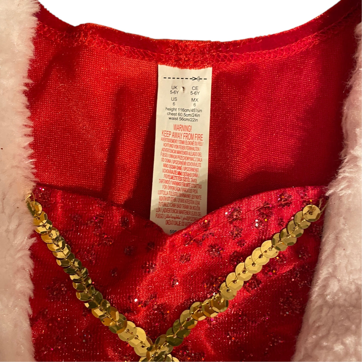 F&F 5-6 years red costume dress Christmas elf princess