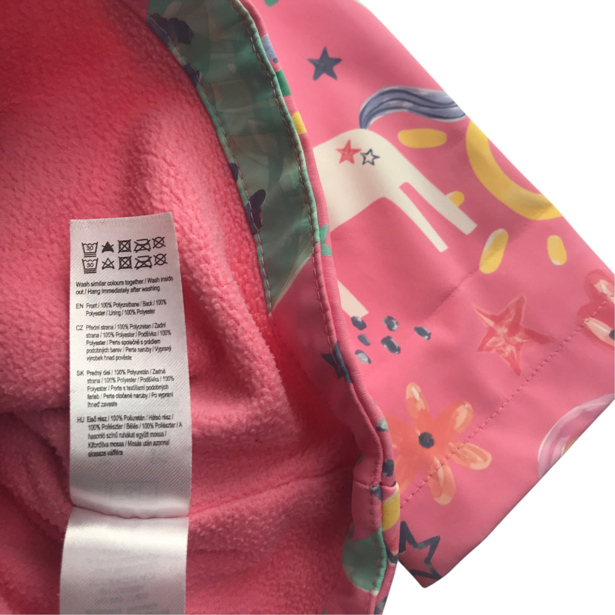 F&F 6-7 years pink rain jacket dinosaur pattern polyurethane polyester