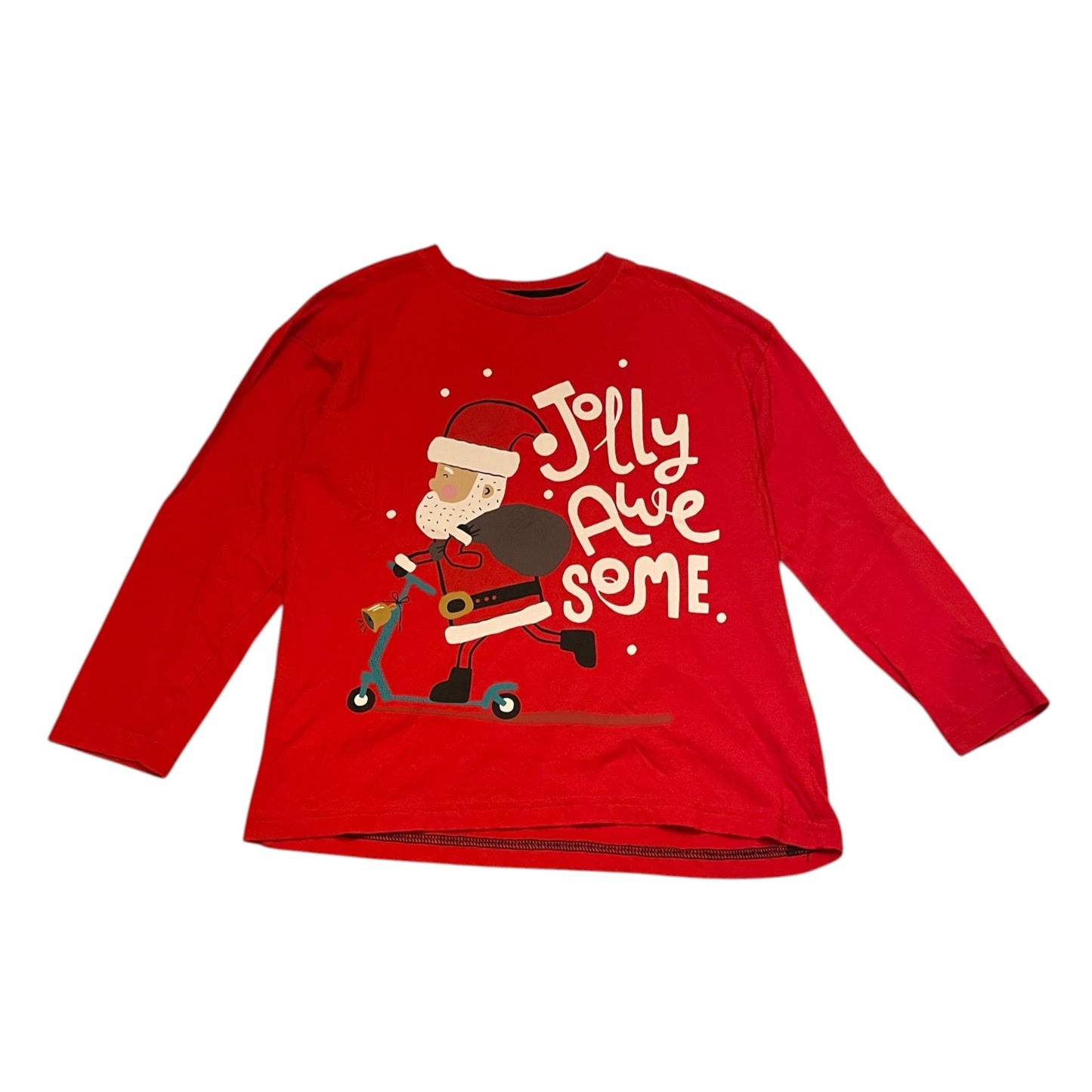 F&F 6-7 years red t-shirt Christmas Santa print cotton