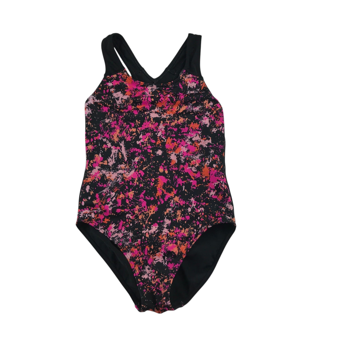 F&F 7-8 years black and pink swim costume nylon elastane polyester