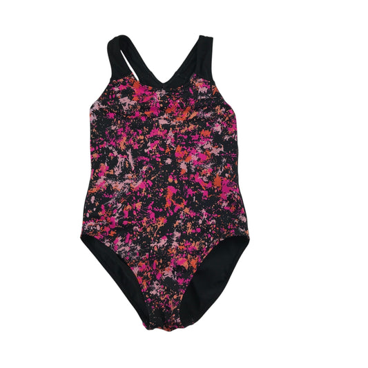 F&F 7-8 years black and pink swim costume nylon elastane polyester
