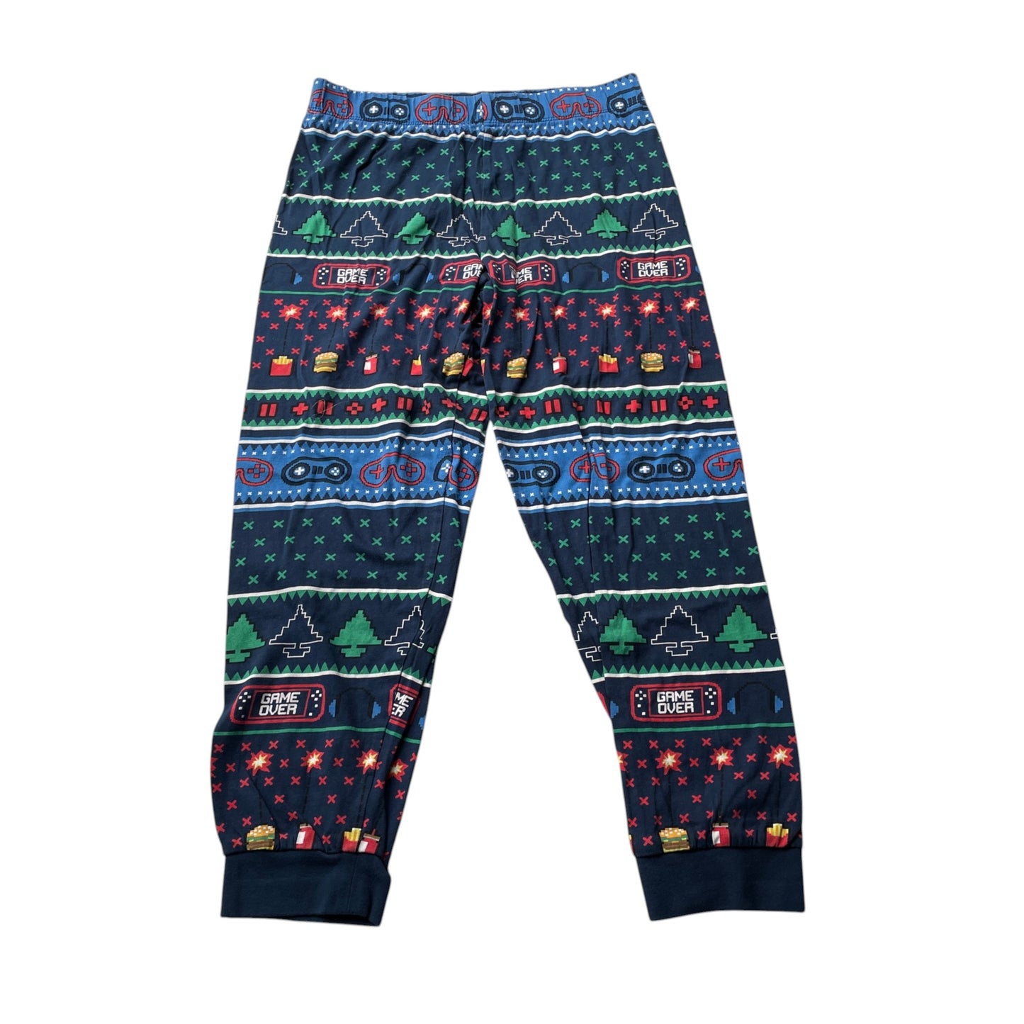 F&F 7-8 years navy blue Christmas pyjama set polyester elastane