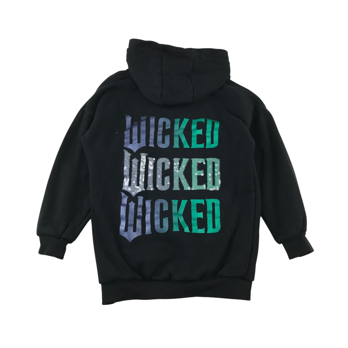 F&F 8-9 years black hoodie Wicked film sequins cotton polyester