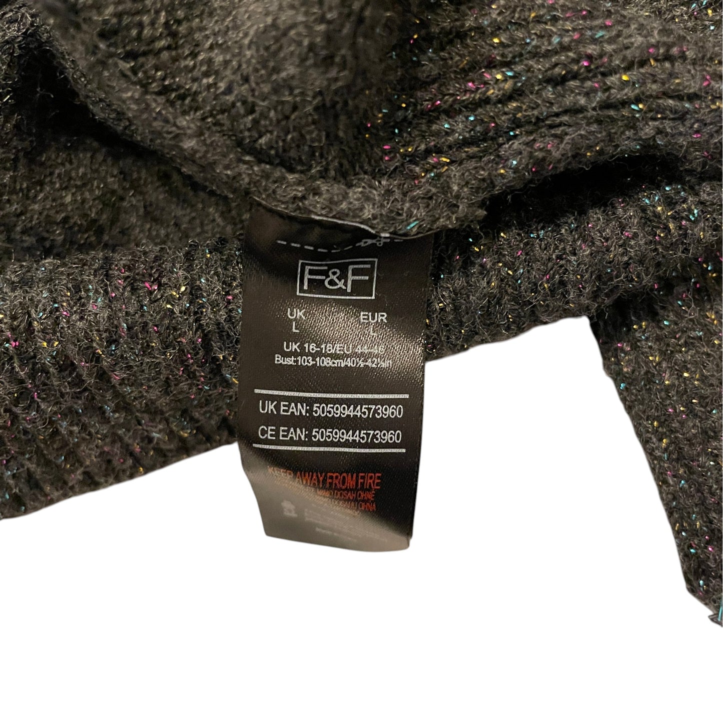 F&F L grey women's sequin Christmas jumper polyester mix