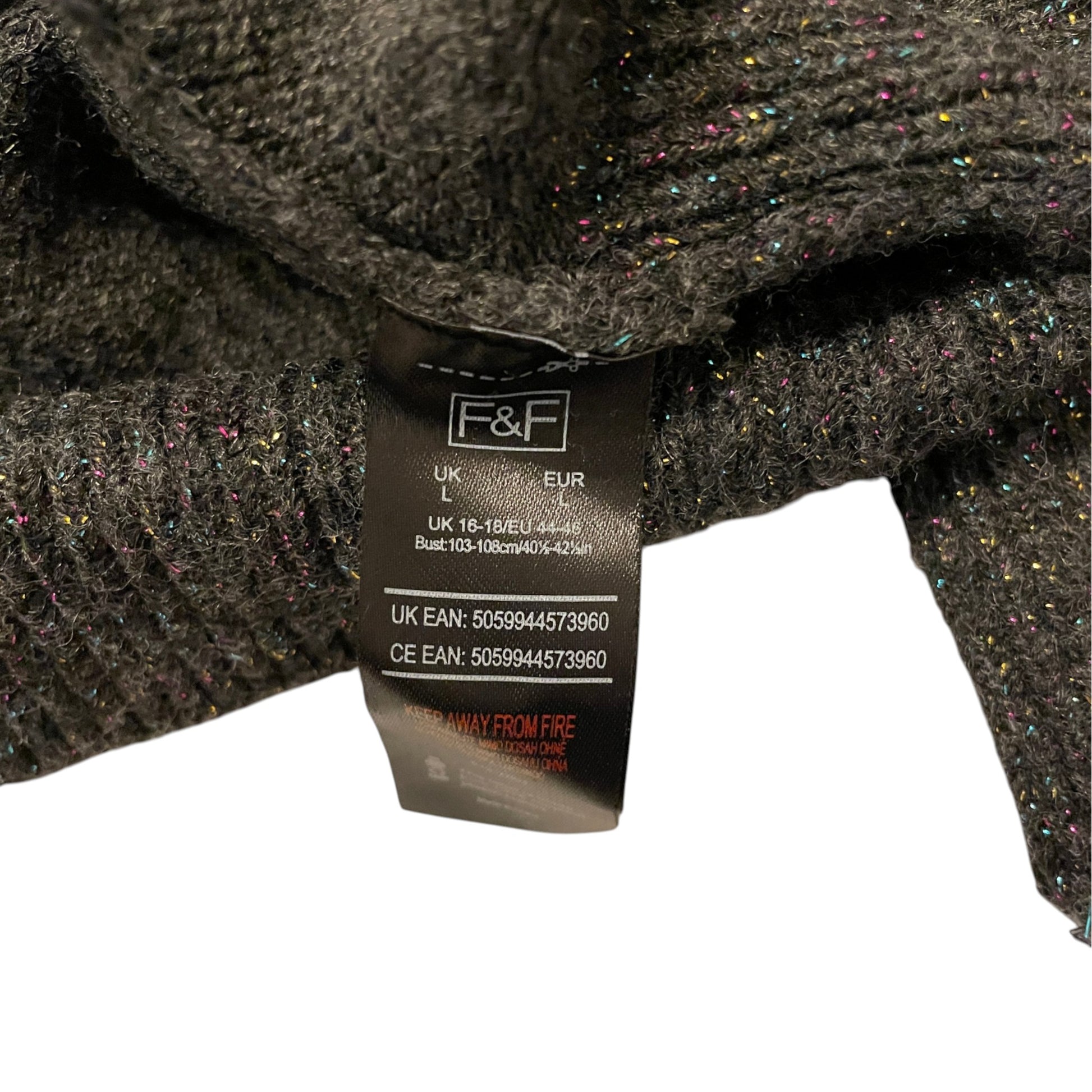F&F L grey women's sequin Christmas jumper polyester mix